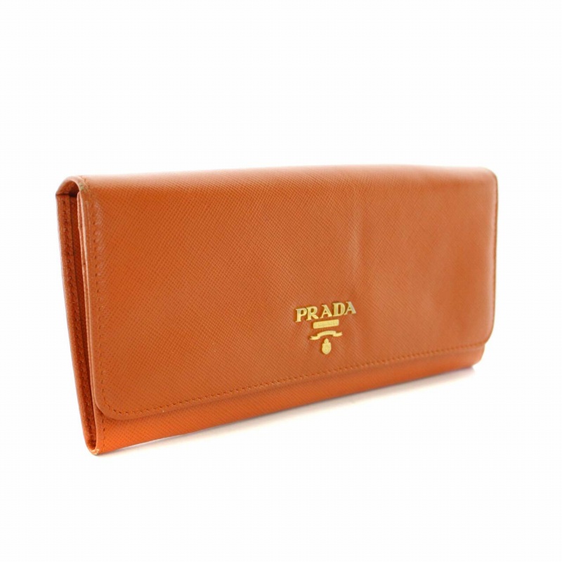 プラダ PRADA オレンジサフィアーノラックスレザーコンチネンタル 