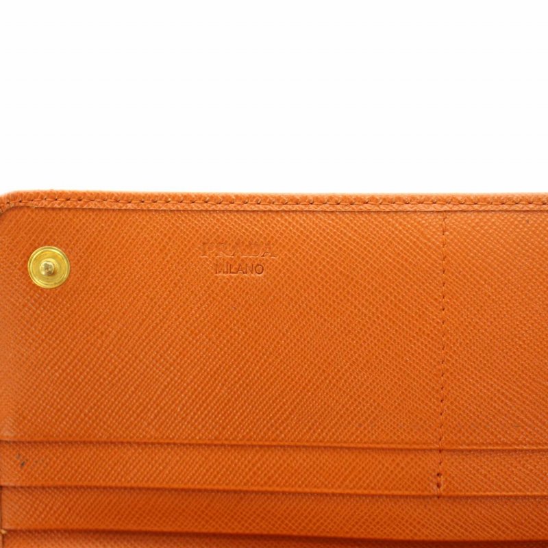 プラダ PRADA オレンジサフィアーノラックスレザーコンチネンタル