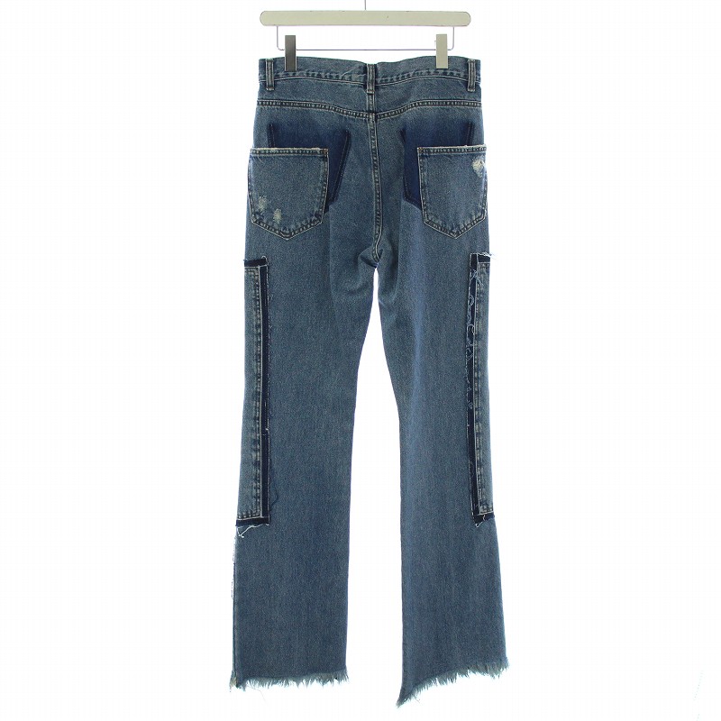 ウェルダン WE11DONE 2021年製 BLUE WASHED PATCH WORK JEANS デニム 