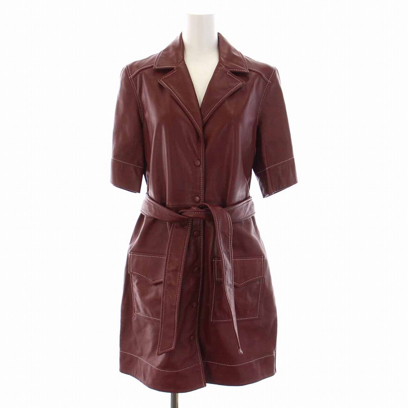 未使用品 ガニー GANNI レザーシャツドレス ワンピース 半袖 34 XS  