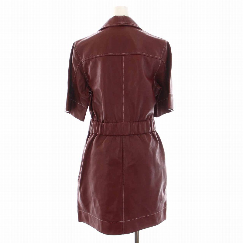 未使用品 ガニー GANNI レザーシャツドレス ワンピース 半袖 34 XS  
