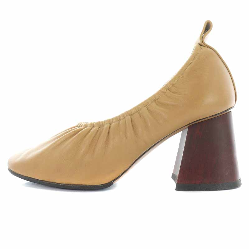セリーヌ CELINE パンプス レザー ウッドヒール チャンキーヒール 