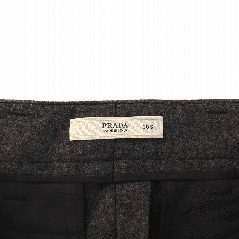 プラダ PRADA クロップドパンツ ウール アンクル丈 38 S グレー