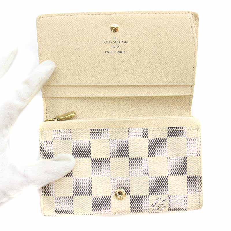 ルイヴィトン✨ ポルトフォイユ・トレゾール ダミエ アズール 白 折り財布 LOUIS VITTON N61774 ダミエ アズール ポルトフォイユ・トレゾール