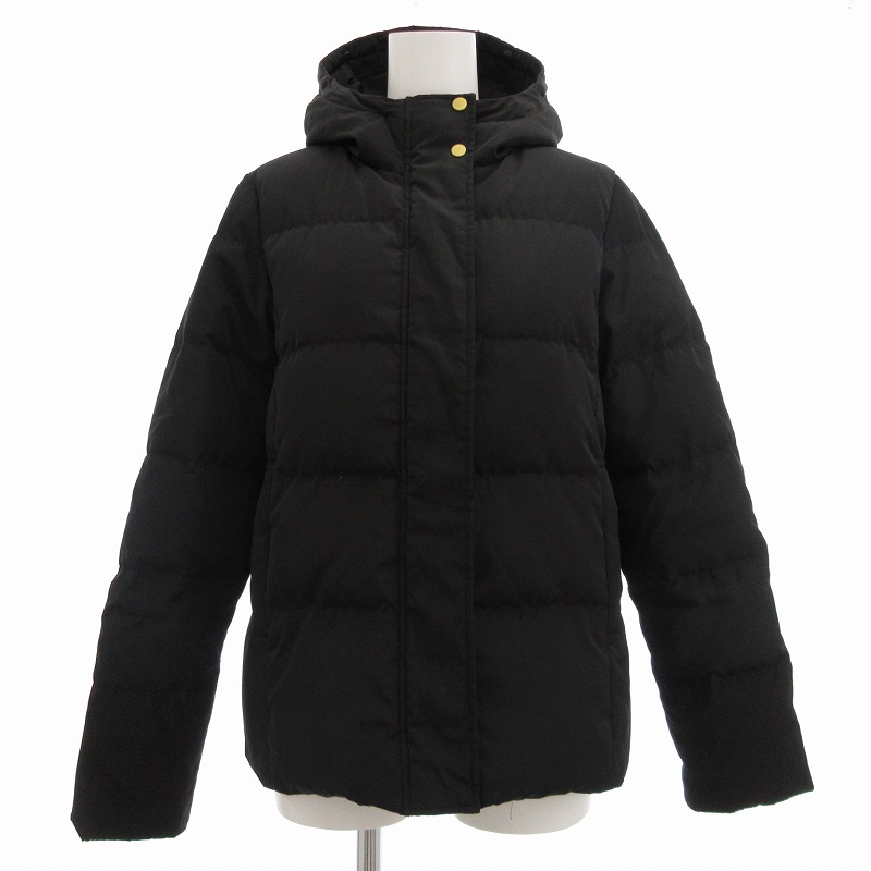 ジーユー GU ダウンジャケット コート フーディー ショート S 黒  