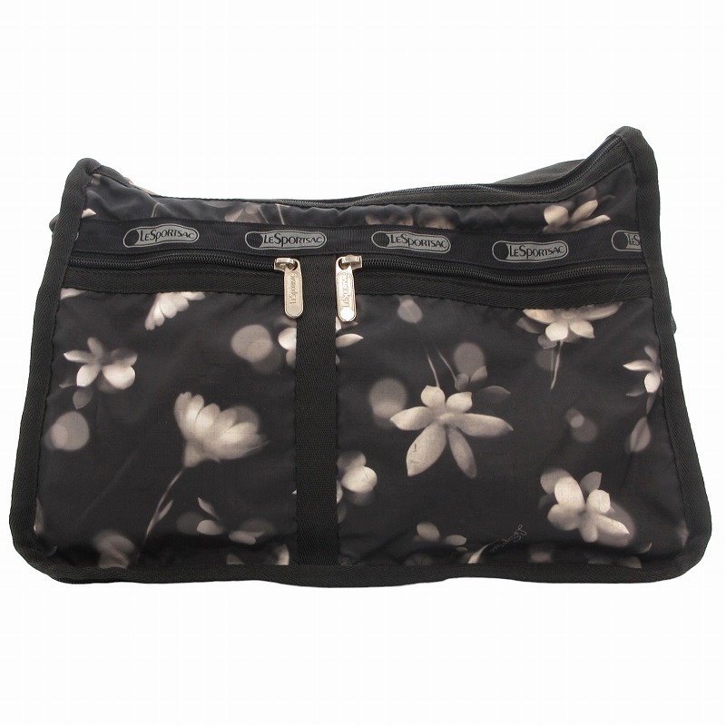 レスポートサック LesportSAC ショルダーバッグ ポーチ付き 花柄 黒 
