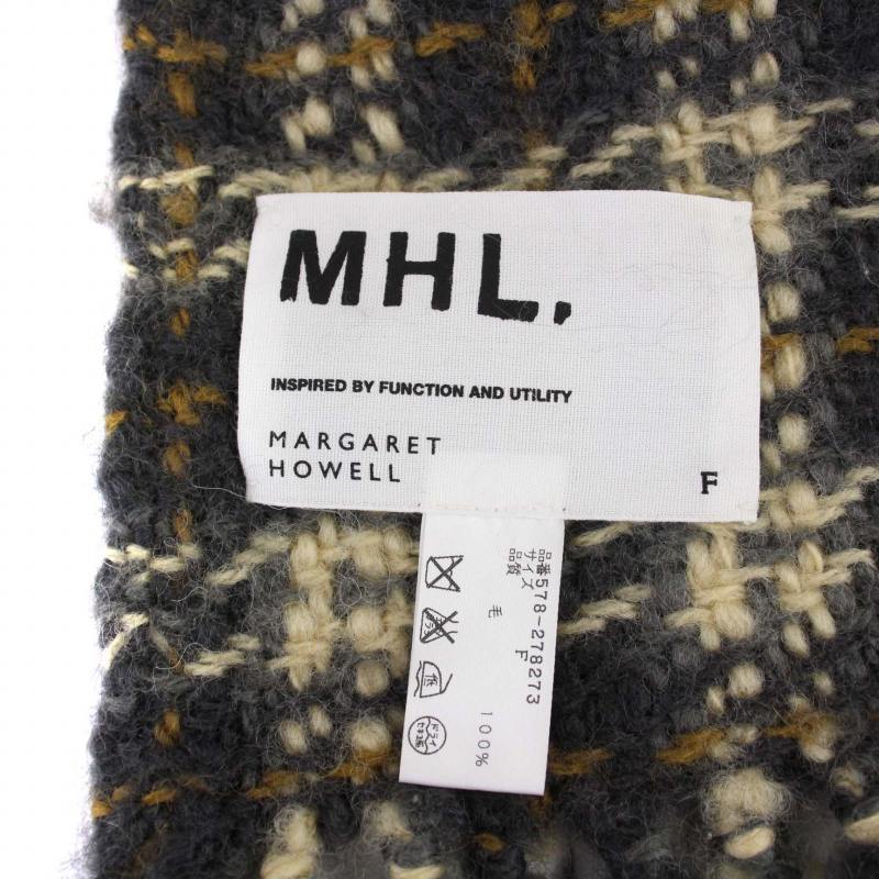 マーガレットハウエル MHL. マフラー ストール チェック柄 ウール F