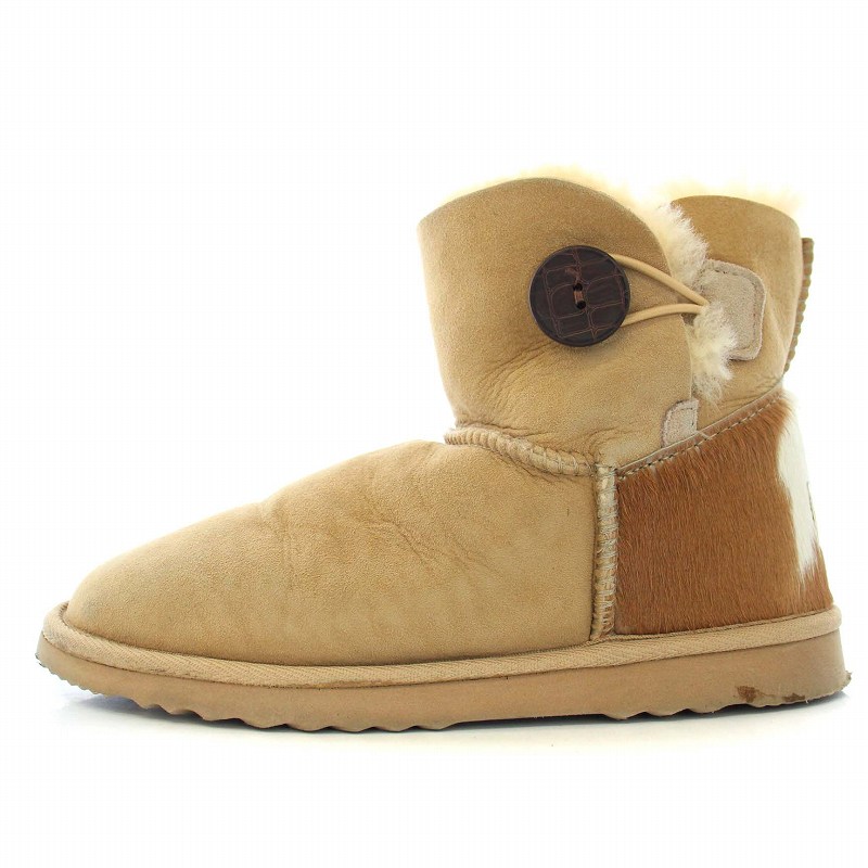 UGG アグ ムートンブーツ ボタン ショートブーツ ベージュ レディース