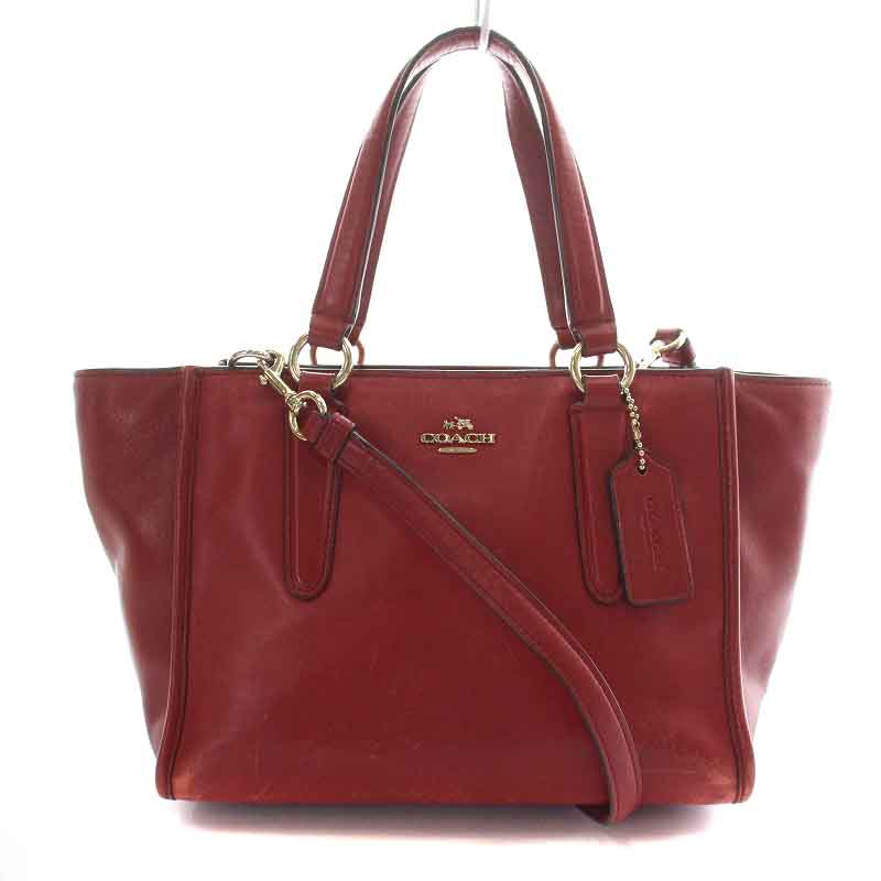 コーチ COACH ショルダーバッグ ハンド トート 2WAY レザー 赤 レッド