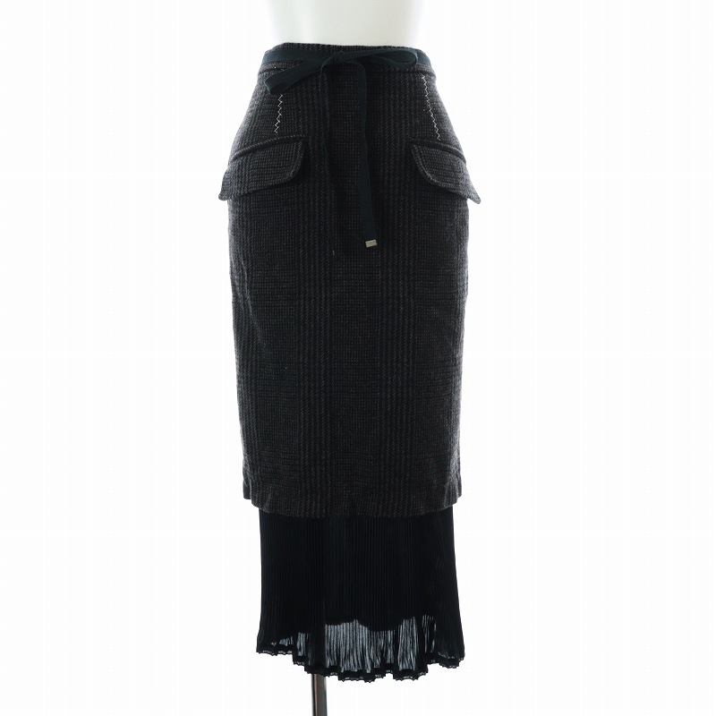 ポンティ PONTI GLEN CHECK LAYERED SKIRT ラップスカート  