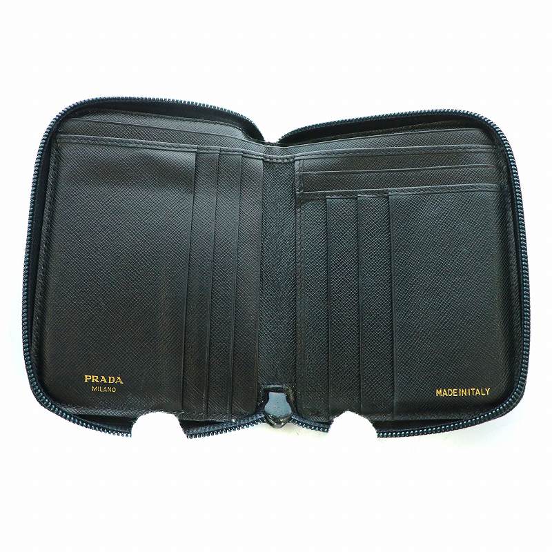 プラダ PRADA 二つ折り 財布 ラウンドファスナー 小銭入れなし  