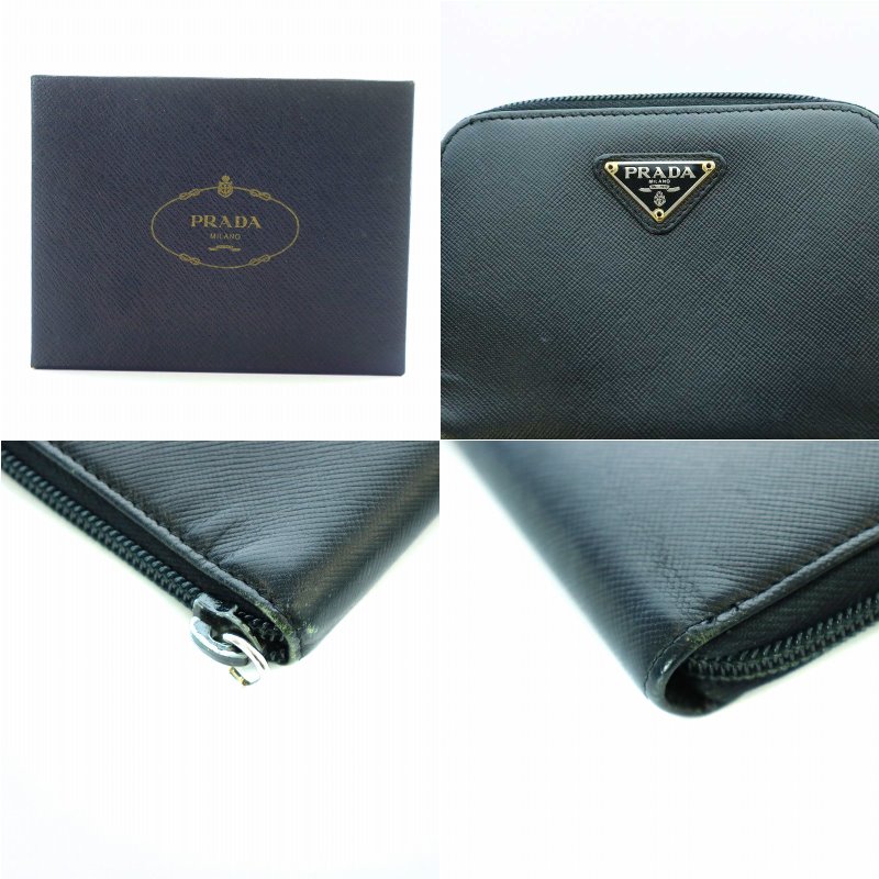 プラダ PRADA 二つ折り 財布 ラウンドファスナー 小銭入れなし  