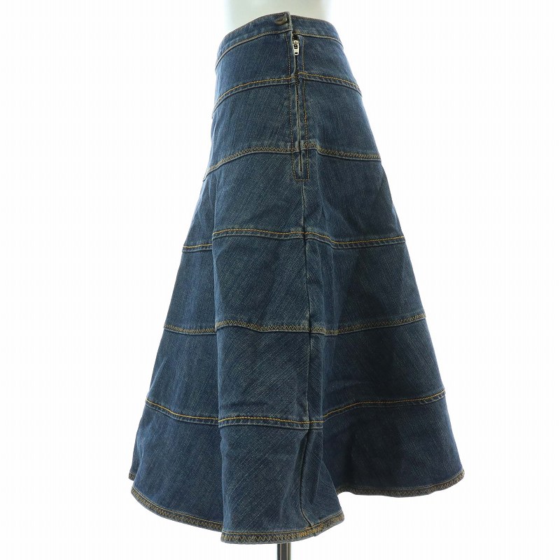 トゥービーシック TO BE CHIC デニムスカート ひざ丈 フレア ライン 38 