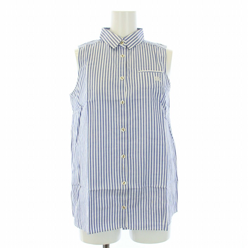 BURBERRY ノースリーブシャツ ホワイト/ブルー BURBERRY ノースリーブシャツ ホワイト/ブルー BURBERRY ノースリーブ