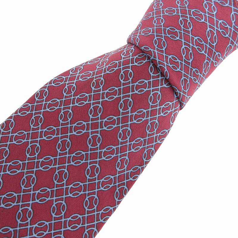 エルメス HERMES ネクタイ ビジネス カジュアル 総柄 ベース