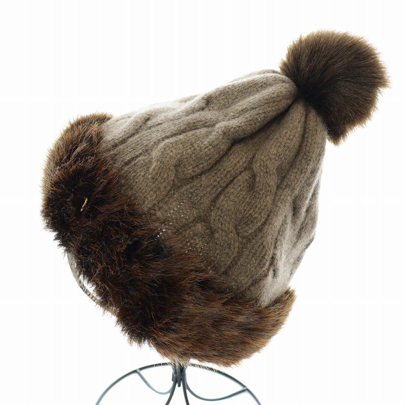 新品】Athena New York 黒ニット帽 ポンポン付き 新品】Athena New