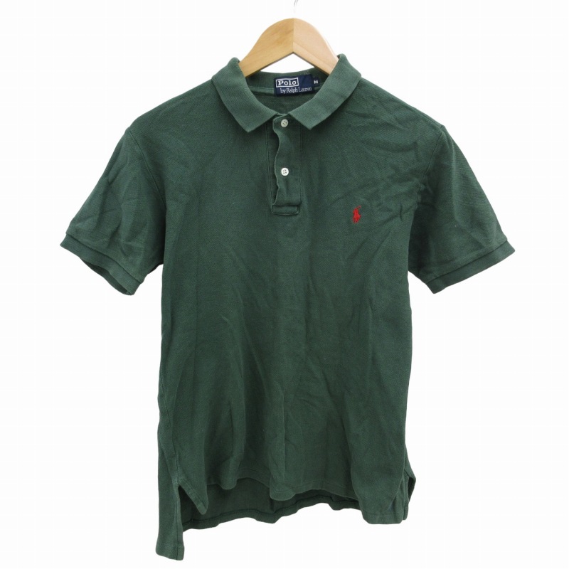 ラルフローレン 半袖 ポロシャツ M 緑 RALPH LAUREN 鹿の子地 ロゴ刺繍
