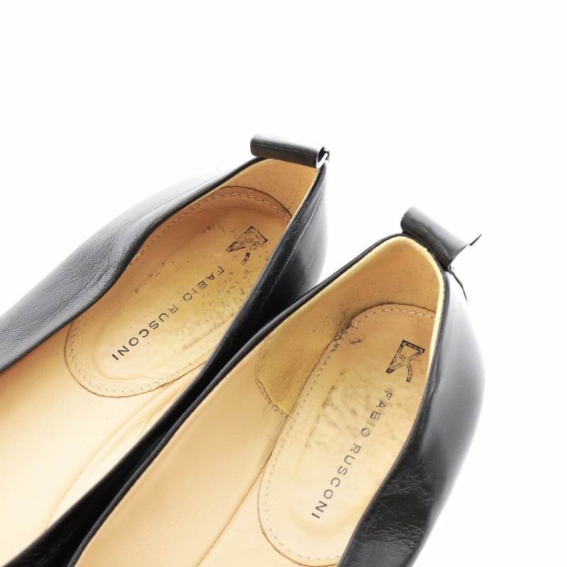 新品未使用✨ファビオルスコーニ アーモンドトゥ レザー ブラック パンプス ファビオルスコーニ FABIO RUSCONI フラットシューズ パンプス