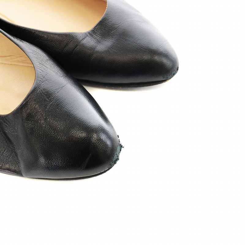 新品未使用✨ファビオルスコーニ アーモンドトゥ レザー ブラック パンプス ファビオルスコーニ FABIO RUSCONI フラットシューズ パンプス