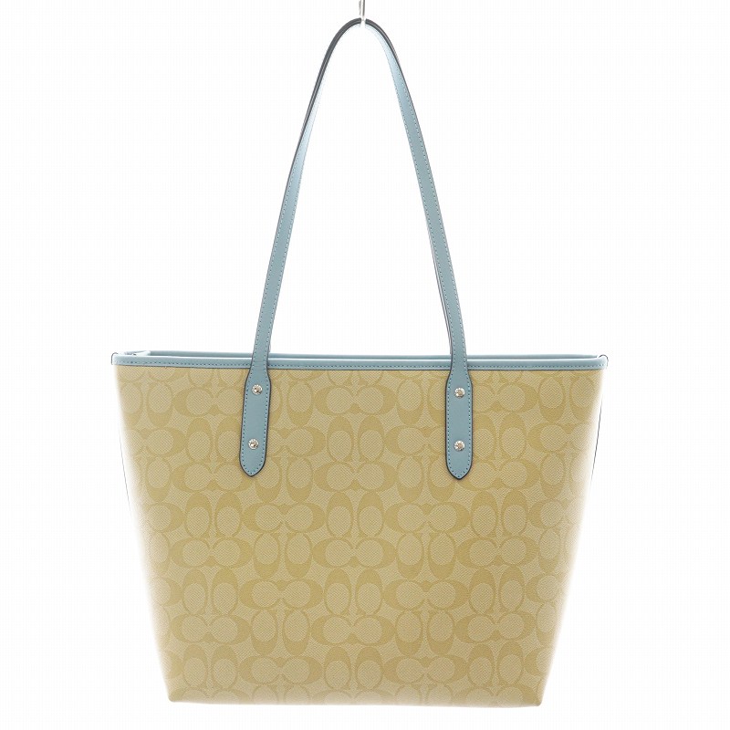 COACH コーチラグジュアリー シグネチャーシティトートベージュ COACH コーチラグジュアリー シグネチャーシティトートベージュ