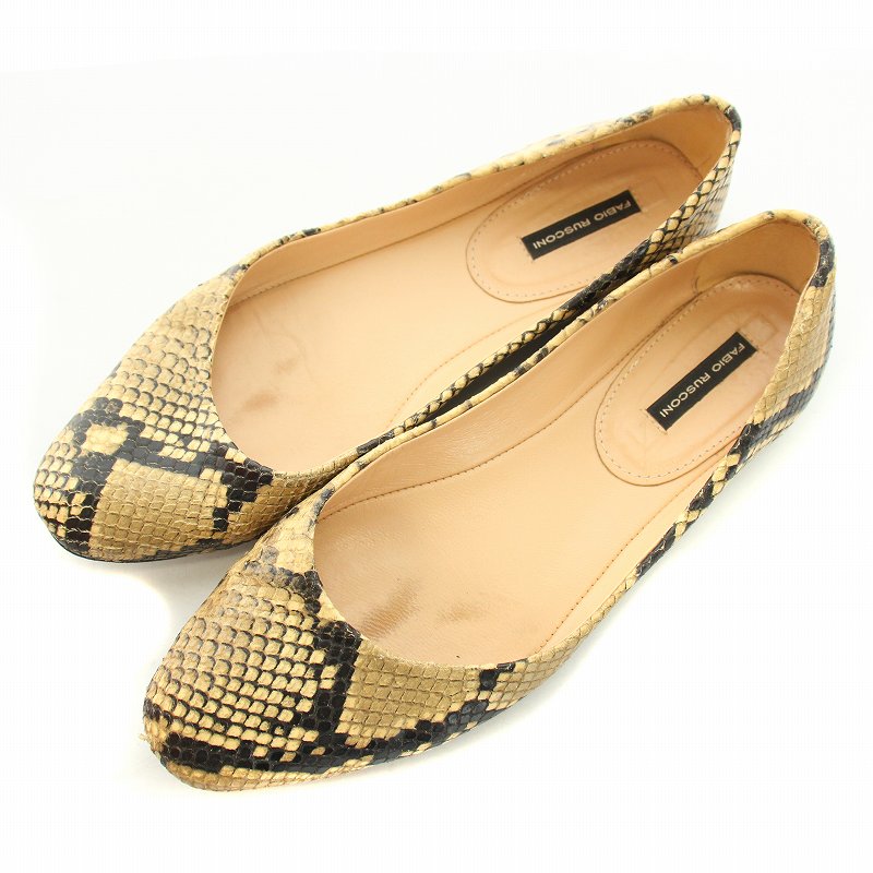 新品未使用品】 FABIO RUSCONI パイソンミュール グリーン☆37（FABIO