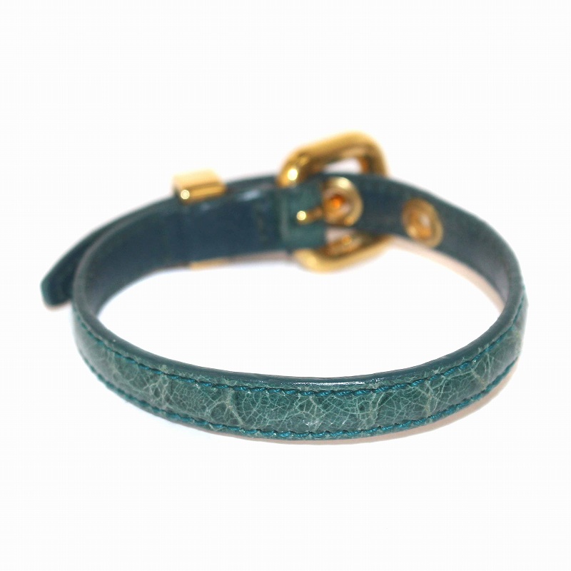 ミュウミュウ miumiu ブレスレット レザー 牛革 ハートチャーム 緑 