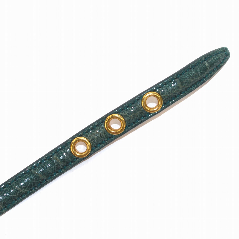 ミュウミュウ miumiu ブレスレット レザー 牛革 ハートチャーム 緑 
