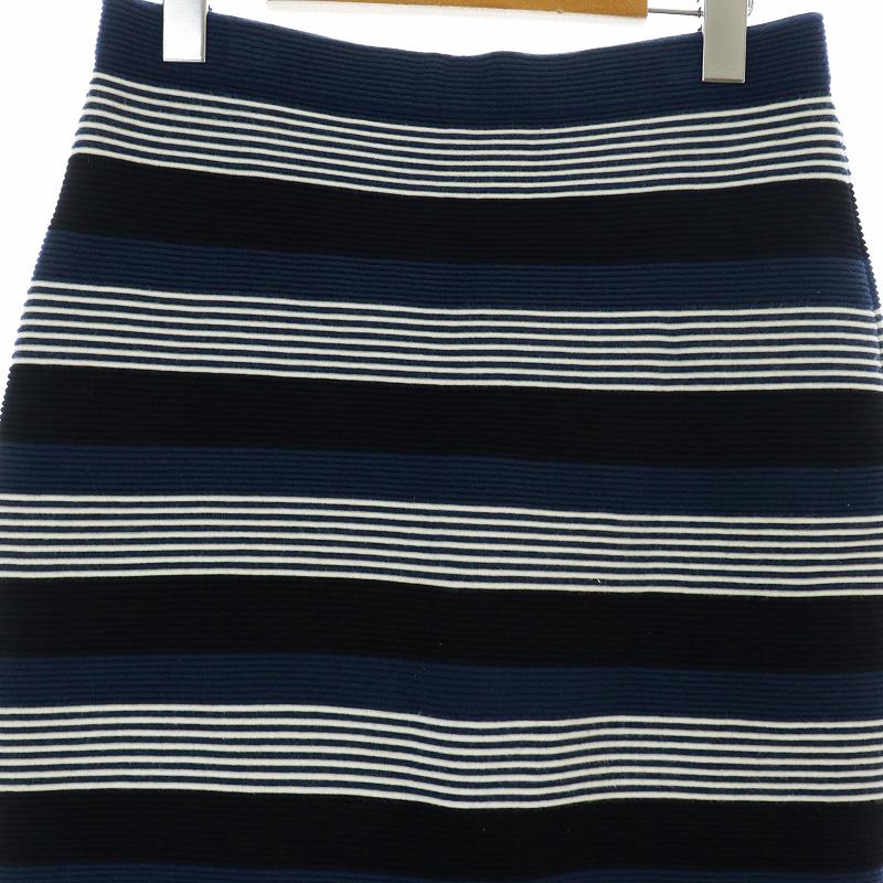 23区 オンワード樫山 タイトスカート ニット ひざ丈 ボーダー 38 M 紺  