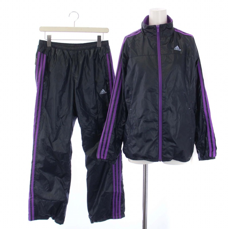 レディース adidas アディダス セットアップ 黒×紫 トラックジャケット Y2K