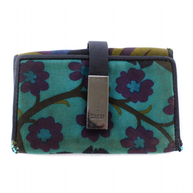 新品未使用品　GUCCI グッチ　6連キーケース　キャンバス生地　GG柄　緑 グッチ GUCCI キーケース 6連 総柄 キャンバス レザー 青 ブルー