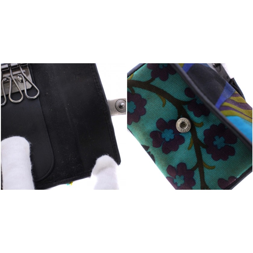 グッチ GUCCI キーケース 6連 総柄 キャンバス レザー 青 ブルー
