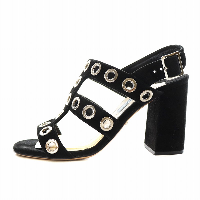 PRADA サンダル ストラップ クロス スエード PRADA 未使用 プラダ スエード チャンキーヒール ハイヒール