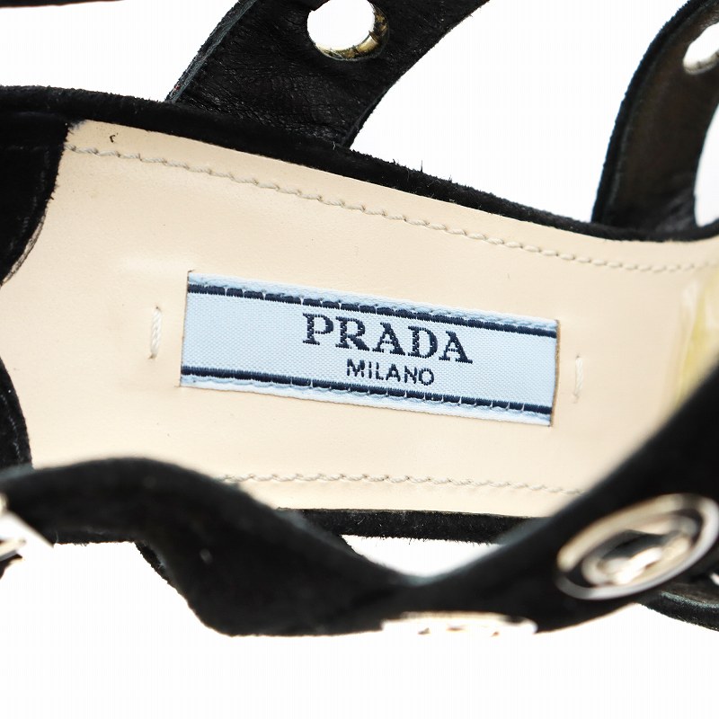 プラダ PRADA サンダル ストラップ スエード チャンキーヒール