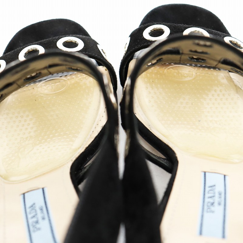 プラダ PRADA サンダル ストラップ スエード チャンキーヒール