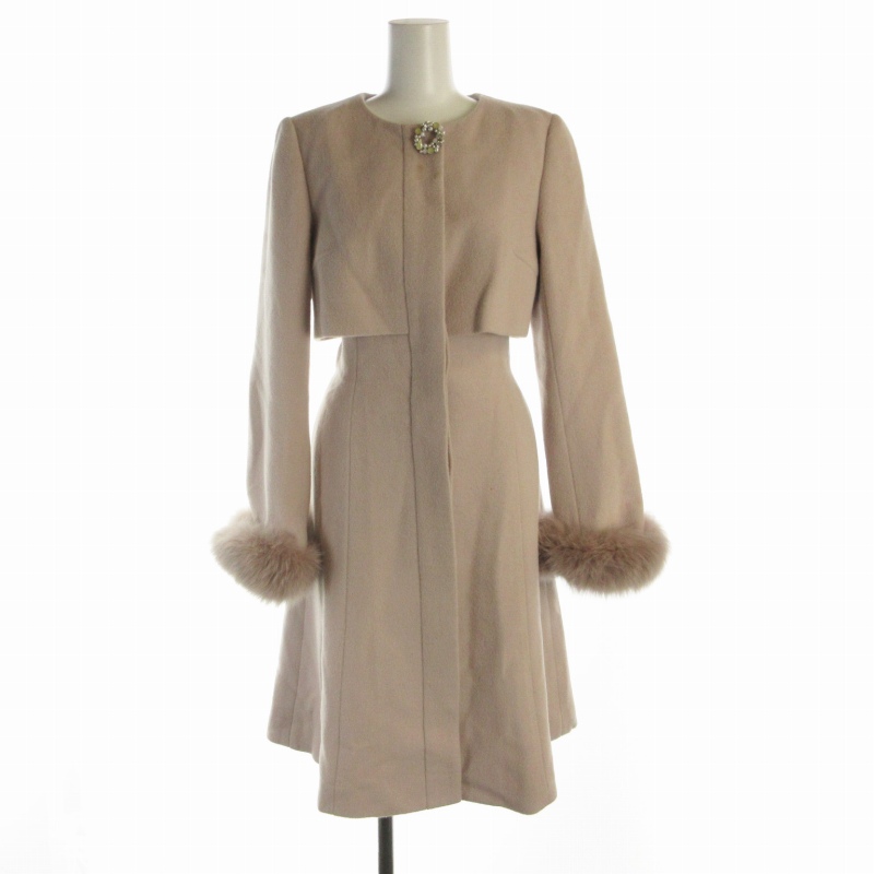 レッセパッセ LAISSE PASSE ノーカラーコート ロング フォックスファー  