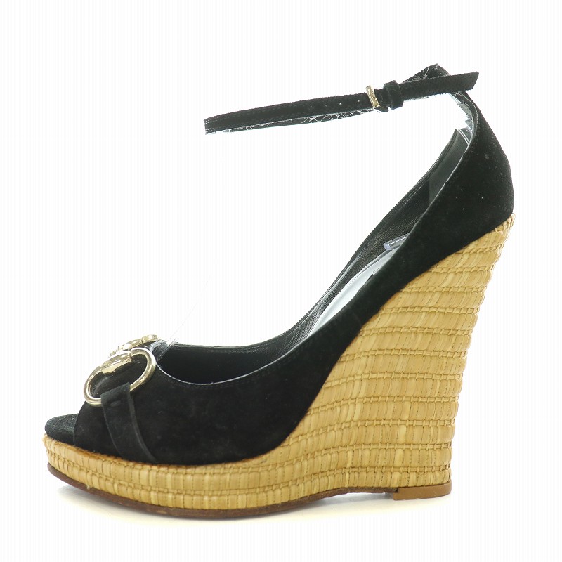 GUCCI エスパドリーユ ホースビット ウェッジ ストラップ サンダル