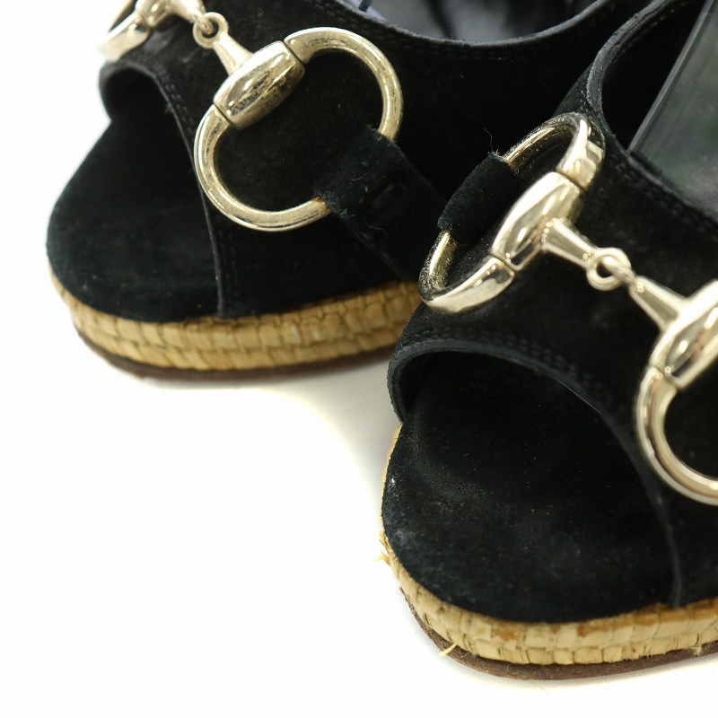 GUCCI エスパドリーユ ホースビット ウェッジ ストラップ サンダル