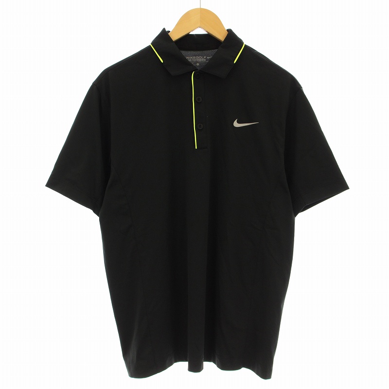 NIKE GOLF　ナイロンアノラック Vネック 半袖シャツ 黒　ナイキ　ゴルフ ナイキゴルフ NIKE GOLF ウィンドブレーカー 半袖 プルオーバー