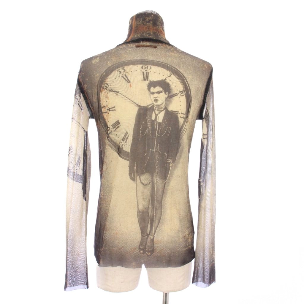 E6719-130ジャンポールゴルチエ　異素材MIXノーカラーポンチョコート fashion-freak-show-gaultier-25