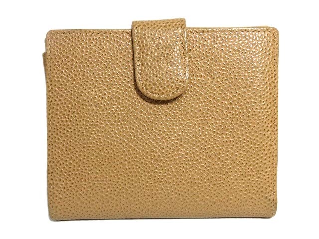 シャネル CHANEL 財布 二つ折り キャビアスキン コンパクト Wホック