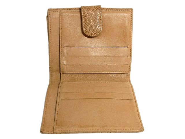 シャネル CHANEL 財布 二つ折り キャビアスキン コンパクト Wホック