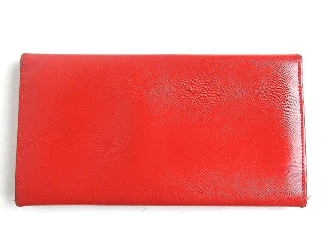 フェンディ FENDI 長財布 二つ折り ロゴ エナメル レザー 赤