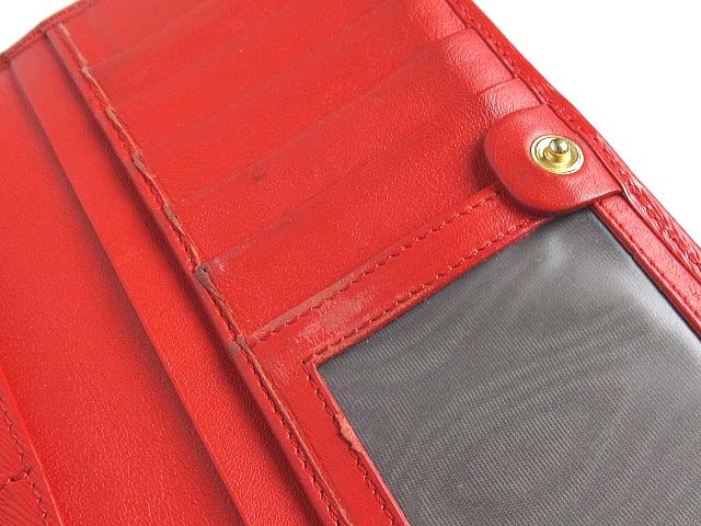 フェンディ FENDI 長財布 二つ折り ロゴ エナメル レザー 赤