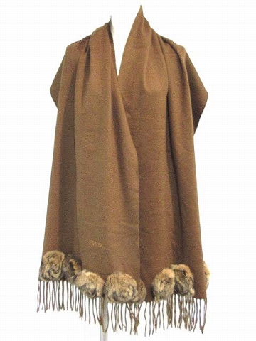 フェンディ FENDI カシミヤ 100% マフラー ストール 大判 ショール  