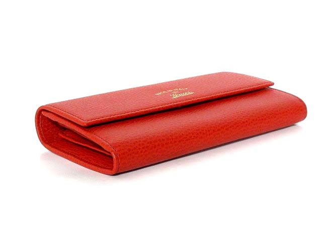 未使用品 グッチ GUCCI 長財布 二つ折り オール レザー 革 フラップ
