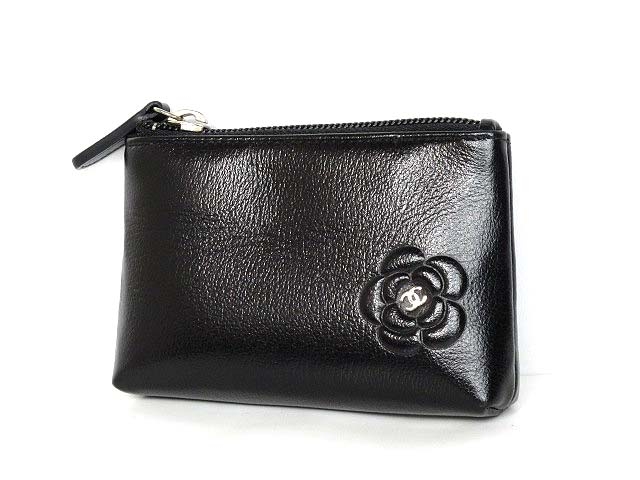 シャネル CHANEL 美品 コインケース ポーチ キーリング カメリア 