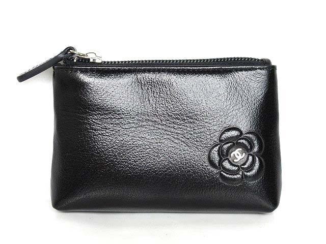 シャネル CHANEL 美品 コインケース ポーチ キーリング カメリア 