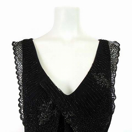 Christian Dior クリスチャン・ディオール 黒いVネック　ワンピース クリスチャンディオール Christian Dior ワンピース ひざ丈 ミモレ丈