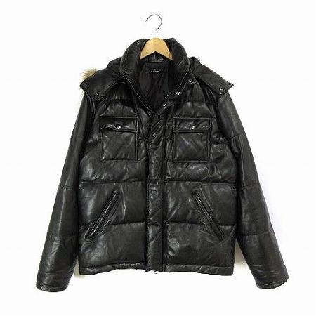 ポールスミス PAUL SMITH ダウン ジャケット ラム レザー 羊革 