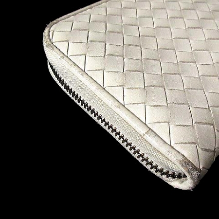 ボッテガヴェネタ Bottega Veneta 財布 長財布 イントレチャート ラウンドファスナー レザー 白 メンズ レディース 0 ベクトルパーク